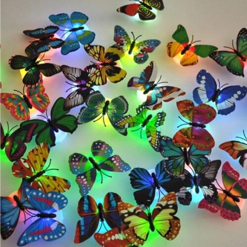 Colorful Luminous Butterfly LED Night Light Wedding Decorative Lamp Stickers Children Small Gifts Toys Home Decoration Wall Lamp