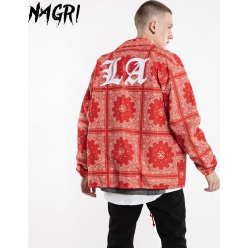 NAGRI Oversize Flower Jacket Coat Men LA Embroidery Floral Print Fashion Lapel Collar Long Sleeve Loose Jackets Hip Hop Outwear