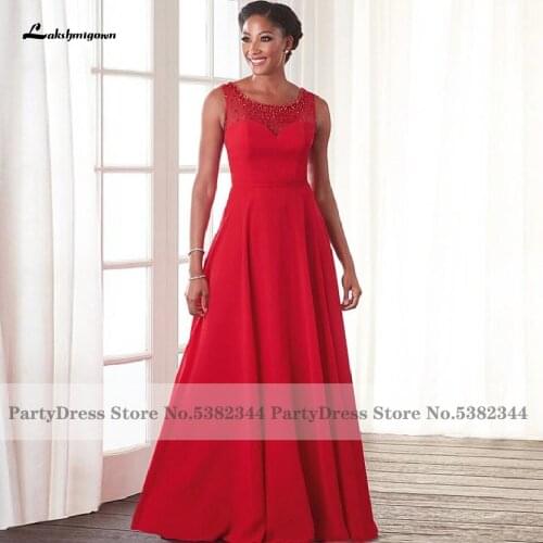 Lakshmigown Beads Elegant Mother Of The Bride Dress 2020 Vestido Madrina Red Arabic Women Long Evening Party Dresses Custom Made