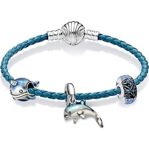 Summer 2020 New 1:1 S925 Blue Conch Shell Starfish Dolphin Pendant DIY Jewelry Original Suitable For Female Gifts