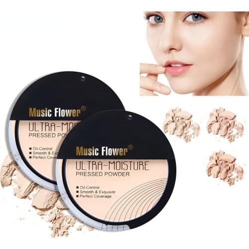Music Flower Shimmer Pressed Powder 24h Long-lasting Concealer oil control Smooth Exquisite Perfect Coverage Brighten Powder