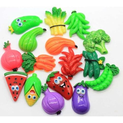 Miniature Mini Food Cartoon Fruits And Vegetables Kitchen Resin Toy Flatback Cabochon For Doll Children Kids Kitchen