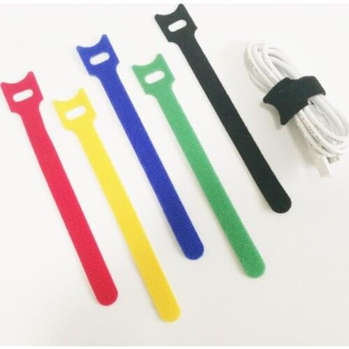 LINGU 50Pcs 12X150MM Reusable Nylon Strap Black Cord Back to Back Hook and Loop Cable Ties Tidy Organiser for Cable Winder