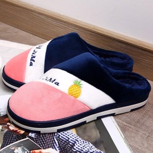 Fashion Warm Home Slippers For Women Winter Furry Short Plush Man Slipper Non Slip Bedroom Slippers Women Couple Indoor Shoes