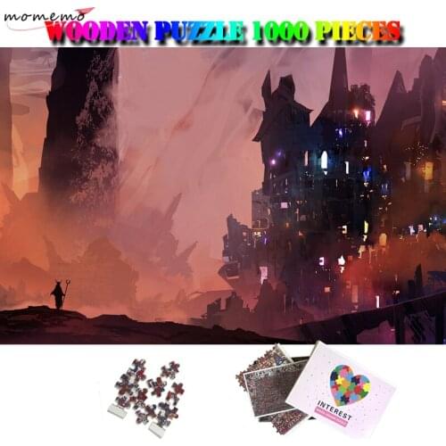 MOMEMO Magic Castle Anime Landscape Jiagsaw Puzzle 1000 Pieces Wooden Adults Funny Puzzle Interesting Puzzle Toy Kids Teens Gift