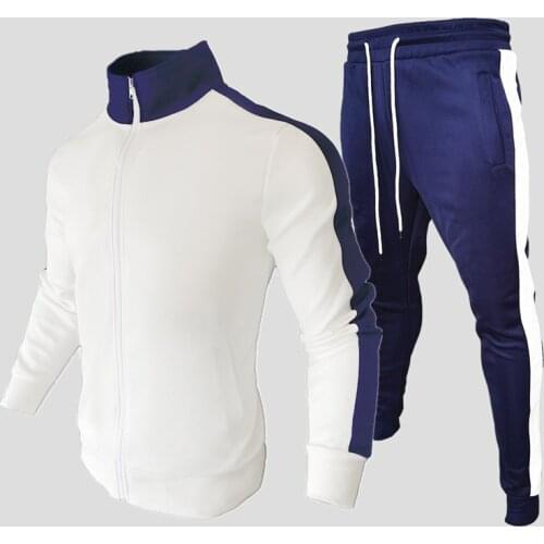 Mens CasualSuit Two Piece Sportswear Mens Fitness Clothing Fashion Color Matching Jogging Clothes Autumn Winter Men Clothing