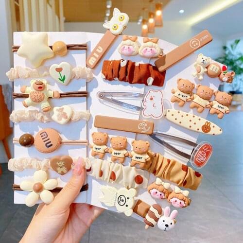 In 2021 the new childrens baby bear duckbill clip hairpin hair circle does not hurt hair bang clip rope headdress of the girls