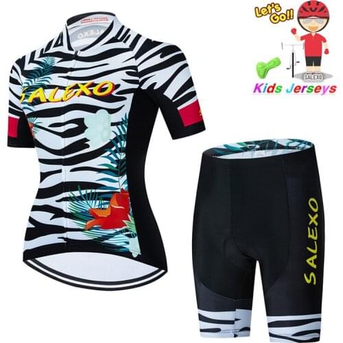 New Summer girl Cycling Jersey Sets Road Bicycle Jerseys Breathable Clothing Cycling Sets Bike uniform Child Cycling Set Jersey
