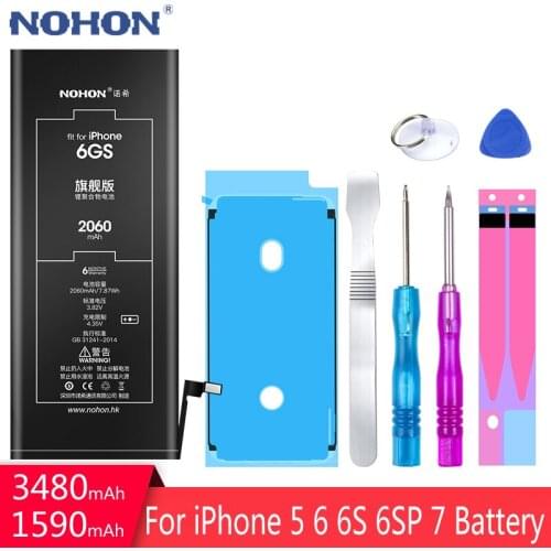 Original NOHON Battery For iPhone 6S Plus 7 6 5 Replacement Bateria iPhone7 iPhone6 iPhone5 6SPlus High Capacity + Free Tools
