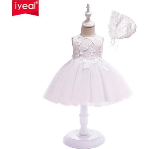 Baby Girl Dress With Hat for 0-24M 1 Year Baby Girls Birthday Dresses for Infant Petals Tulle Vestido Party Princess Dress
