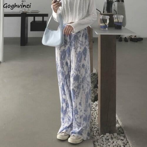 Casual Pants Women Plus Size 3XL Loose Wide Leg Tie-dye Pant High Street All-match Spring Autumn Fashion Straight-leg Ulzzang