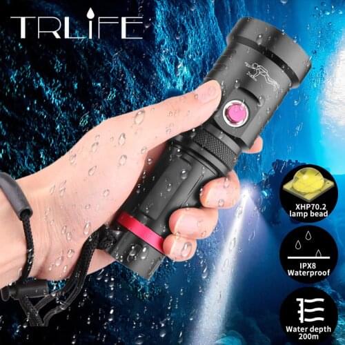 XHP70.2 Professional Diving Flashlight Powerful Torch IPX8 Dive Lamp 200M Underwater Lantern Waterproof 26650/18650 battery