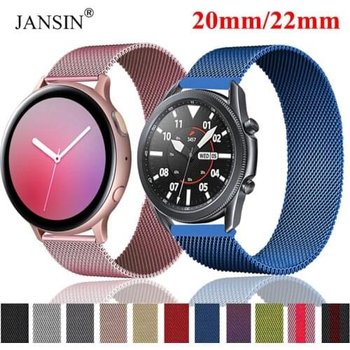 20mm 22mm Milanese Loop Strap For Samsung Galaxy Watch 46MM 42MM Watch 3 Active 2 40 44MM S2 S3 Bracelet Huawei GT2 GT 2e Bands