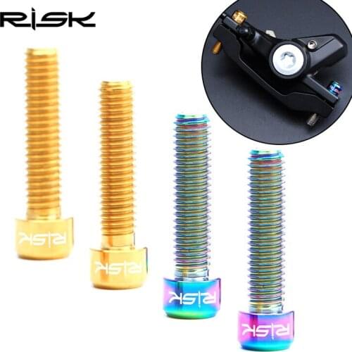 RISK 2 pcs M6x25 Titanium Alloy Bicycle Disc Brake Caliper Bolt Brake MTB Mountain Bike Disc Brake Retaining Lengthened Screw