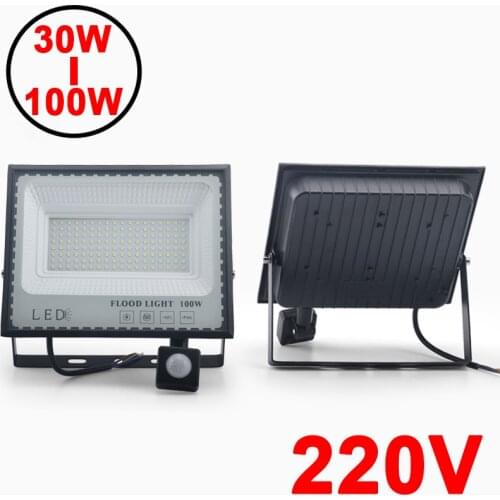 LED Floodlights PIR Motion Sensor Outdoors Wall Flood Lights 220V 30W 50W 100W Waterproof lamps garden spotlight