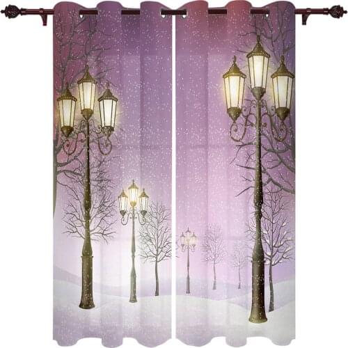 Street Lamp Snowflake Valance Curtains For Living Room Study Youth Bedroom Kitchen Outdoor Windows Custom Cotton Linen