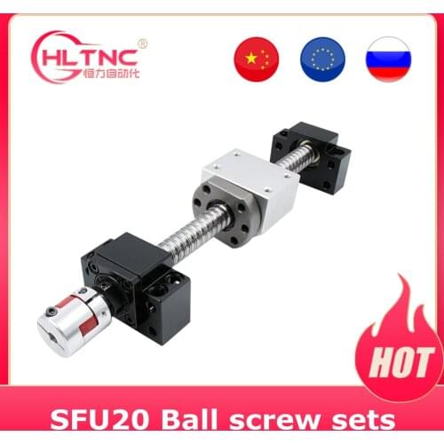 High quality ball screw SFU2005 C7 with single ball nut BK/BF15 EK/EF15 FK/FF15 6001/7001 bearing end machined for CNC