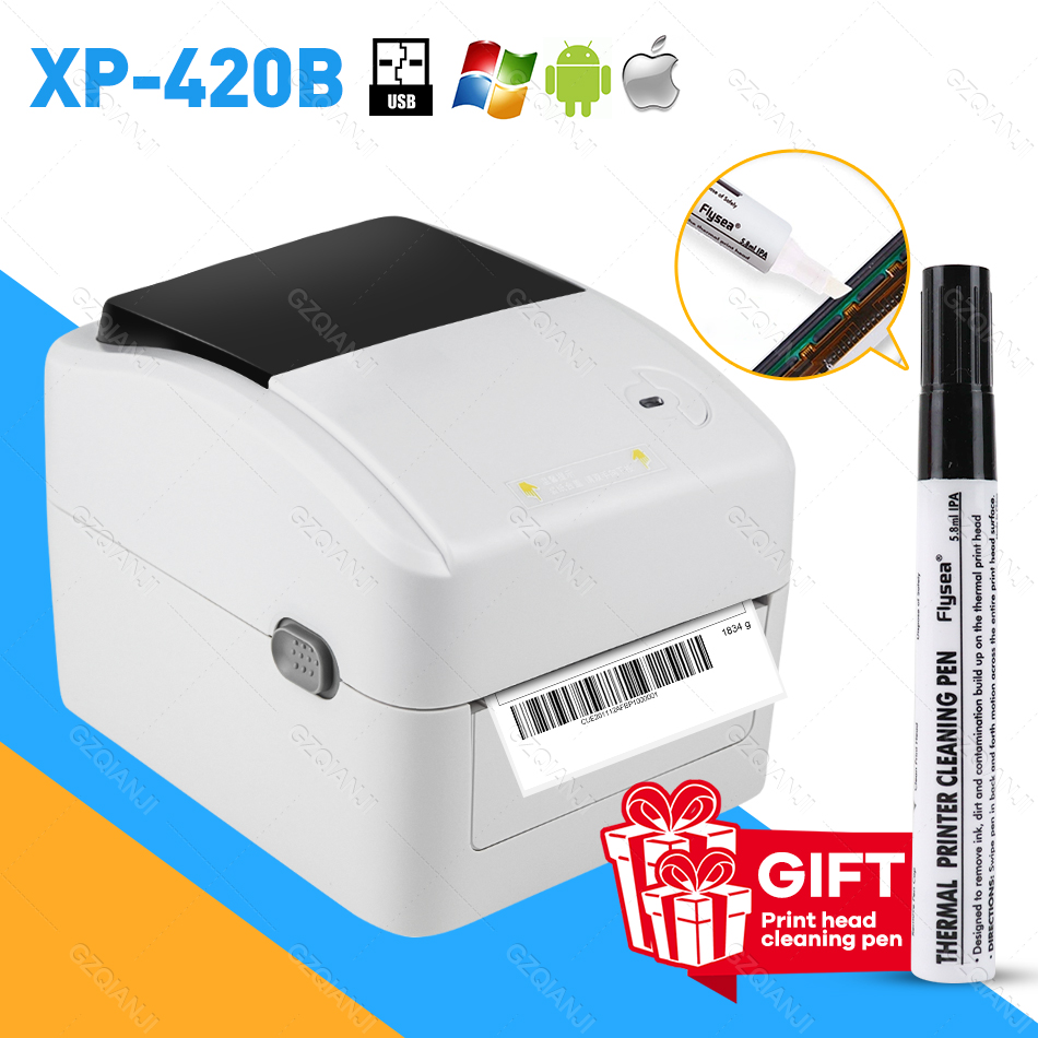 XPrinter XP-420B Bluetooth Wifi USB Shipping Label Thermal Printer A6 size waybill AWB Print QR code from PC and Smart Phone