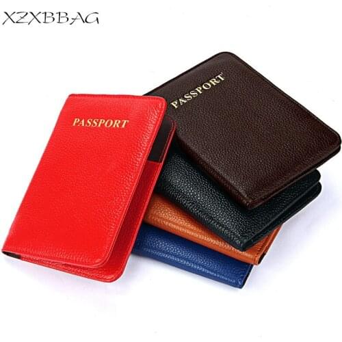 XZXBBAG Men Women Genuine Cowhide Passport Bag Travel Business Card & ID Holders Protector Soft Passport Cover Unisex Card Case