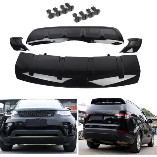 Car Front Rear Bumper Protector Guard Skid Plate Board Cover Trim Set For Land Rover Discovery 5 L462 2017 2018 2019 Gloss Black