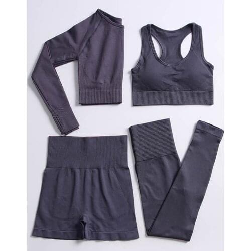 Womens 2 Pieces Yoga Set Seamless Sportswear Gym Yoga Clothes Sports Bra + Leggings Fitness Wear Skinny Sports Healthy Cinnamon