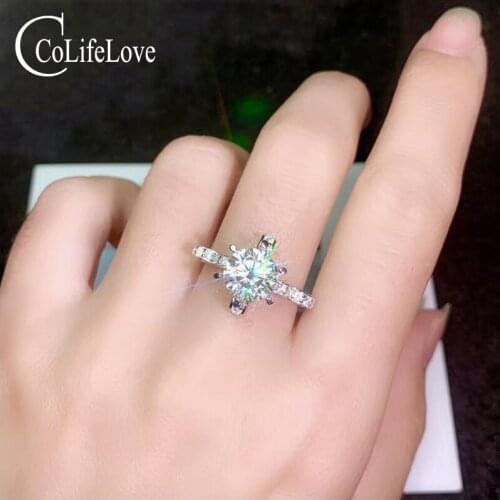 CoLife Jewelry Fashion Engagement Ring for Woman 0.5ct 1ct 2ct F Color Moissanite Ring for Wedding 925 Silver Moissanite Jewelry