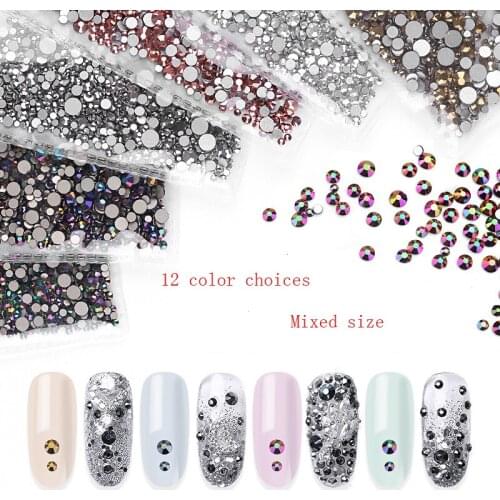 1 Bag Mixed Size AB Diamond Nail Glitter Nail Rhinestones Crystal DIY Nail art decorations Manicure tools Accessories