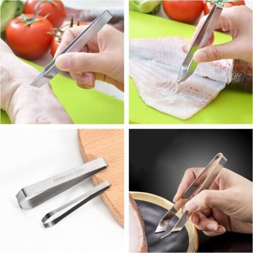 1 Pcs Stainless Steel Fish Bone Tweezers Remover Pincer Puller Tongs Pick-Up Seafood Tool Kitchen Tweezer Kitchen Gadgets