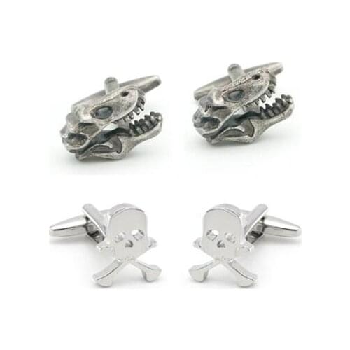 10pairs/lot Skull Dinosaur Head Cuff Links Dinosaur Skeleton Head Cufflinks Mens Jewelry Accessory Wholesale