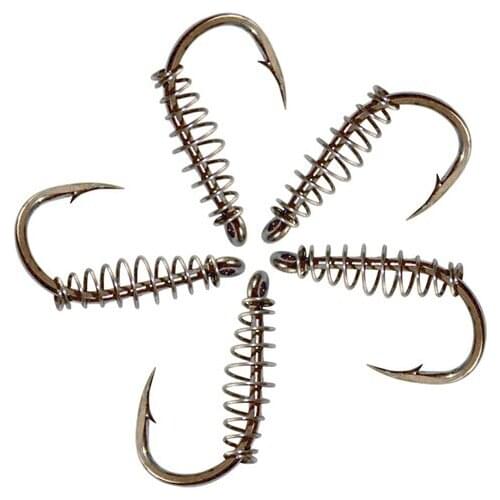 10PCS/Bag High Carbon Steel With Spring And Hole Fish Hooks Barbed Carp Fishing Hooks Fishing Gear Accessories
