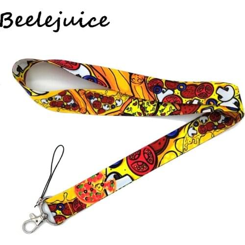 24pcs Cheese pizza Neck Strap Lanyard keychain Mobile Phone Strap ID Badge Holder Rope Key Chain Keyrings cosplay Accessory Gift
