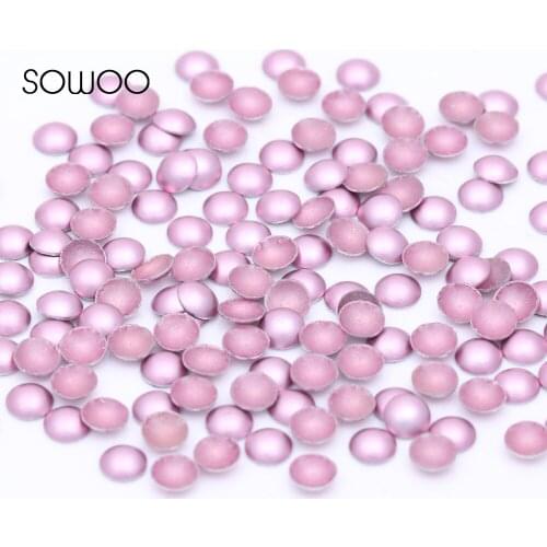 1440pcs/lot lead free Hot Fix Studs Dome Shape Half Round PINK forsted Dome Studs hot fix half round studs baby studs