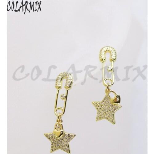3 Pairs Gold Zircon earrings Gold star Drop earrings Zircon earrings Jewelry earrings fashion jewelry for women 51022