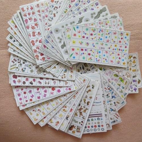 50PCS/lot Nail Art Cute 6*10cm W Series Different Designs Mixed Water Decal Nail Art Water Sticker without package