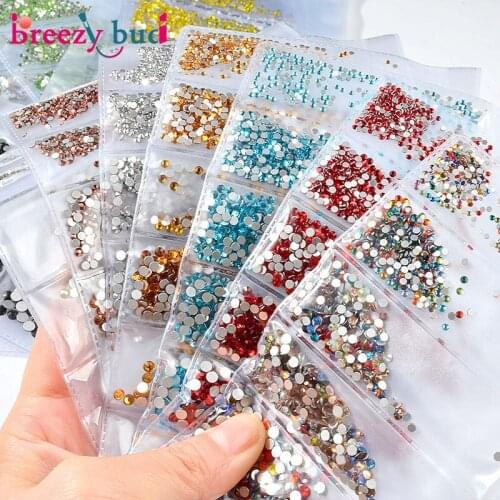 6 Grids Mix Sizes Nail Rhinestones for Nails Art Decorations Glitter DIY Nail Art Decorations 3D AB Glass Nail Art Tools