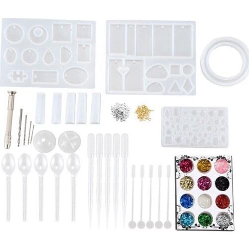 83 Pieces Silicone Casting Molds Crystal Epoxy Tools Set for Diy Jewelry Craft Making