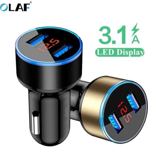 3.1A Dual USB Car Charger Led Display Mobile Phone Car-Charger For iPhone 11 X 8 7 Xiaomi Samsung S10 S9 Charger in Car Adapter