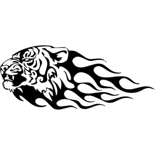 Car Stickers Lion Head Fire Tribe PVC Car Decoration Accessories Decals Creative Waterproof Sunscreen Black/white,18cm*7cm