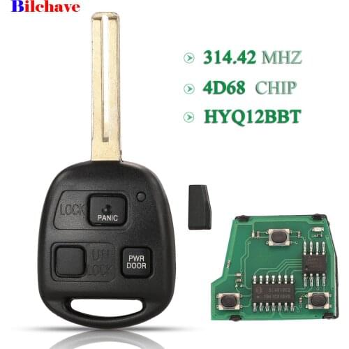 Bilchave 3Button Remote Car Key 4D68 Chip 314.4MHz FOB For Toyota For Lexus RX330 RX350 RX400h RX450h TOY43 Blade FCC: HYQ12BBT