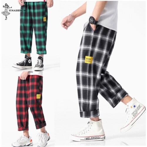 Kimonos Joggers Plaid Pants Men Women Harajuku Yukata Trouser Harem Japanese Style Streetwear Japan Sweatpants Cropped Costumes