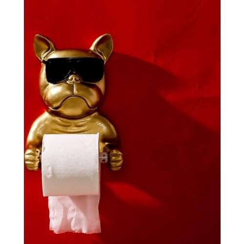 Decorative Roll Paper Holder Wall Hanging Tissue Box Kitchen Bathroom Animal Red Cool Bull Dog Toilet Paper Tissue Canister