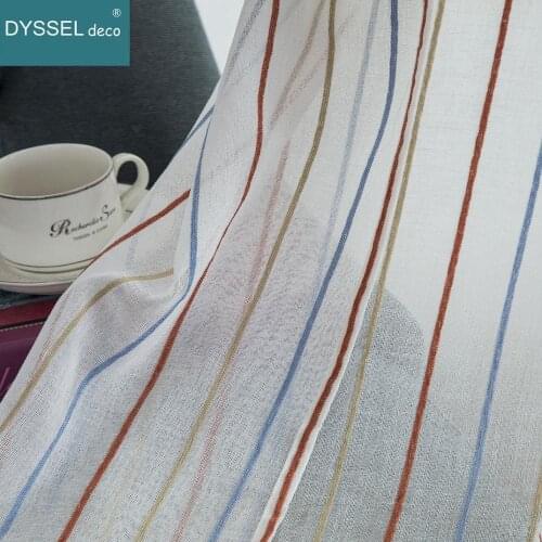 Modern Drapery White Color Striped Linen Home Decorative Sheer Window Curtain Rod Pocket Grommet Top for Living Room Bedroom