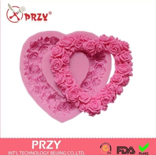 Soap Mold Fondant Cake Decoration Mold Wholesale Handmade Soap Mold Garland Modelling Silicon for Valentines Day Heart Rose