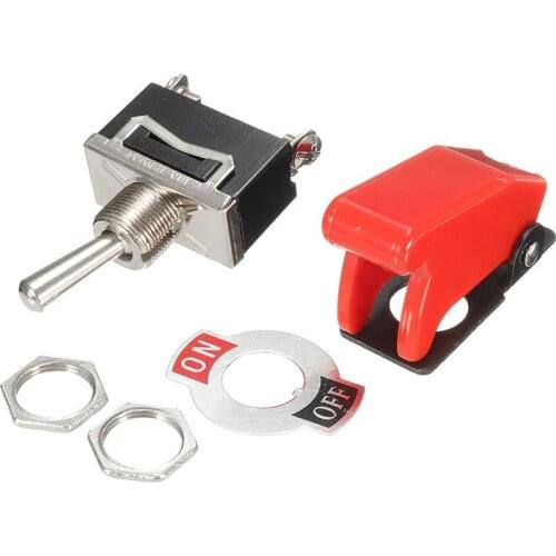 JX-LCLYL Durable ON/OFF SPST Toggle Switch Metal Lever Car Dash Light+Missile Cover