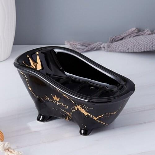 Ceramic Soap Dishes Shower Soap Case Household Container Storage Box Bathroom Accessories Bathtub Shape Creative Ornaments