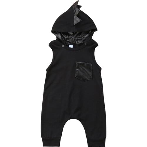Newborn Infant Baby Kids Cute Dinosaur Hooded Romper Jumpsuit Clothes Outfit