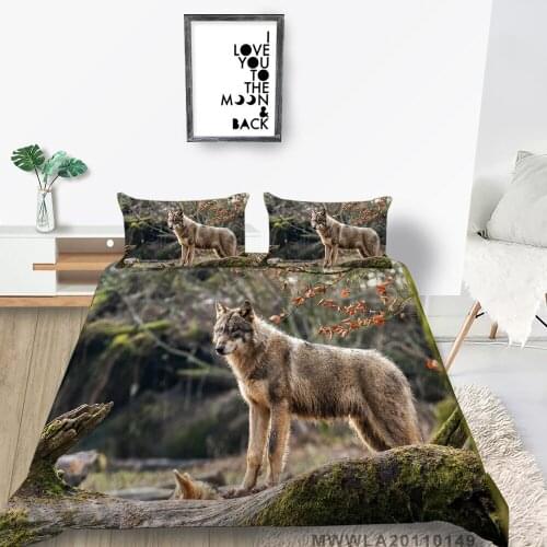 3D Nature Bed Set Timberwolves Lifelike Duvet Cover Wolf Series King Queen Twin Full Double Single Forest Print Bedding Set