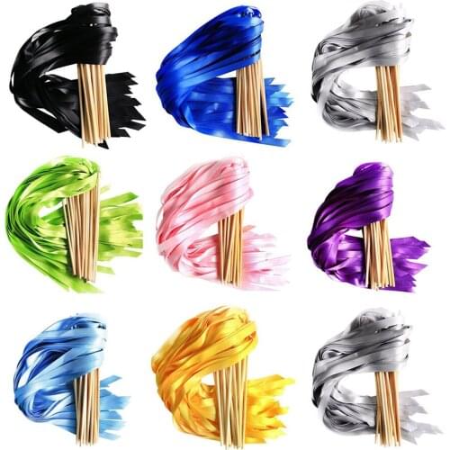 Colorful Ribbons Lawn Wedding Wand Twirling Streamer Stick Birthday Party Carnival Supplies Decoration