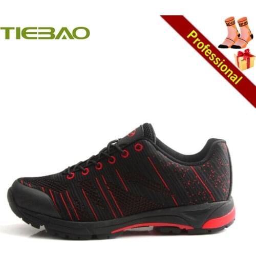 TIEBAO Mens Cycling Shoes Self-locking Outdoor Racing Bicycle Sneakers Breathable Rubber Sole Non-slip Mountain Bike Shoes