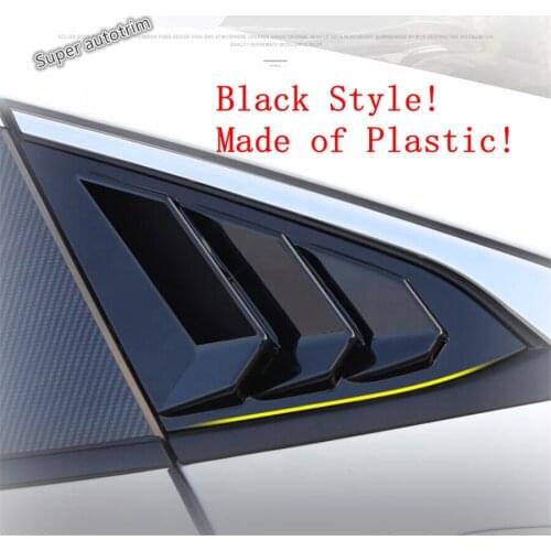 Lapetus Rear Side Vent Window Louver Sun Shade Cover Trim Fit For Honda Civic 10th Sedan 2016 - 2019 Black Carbon Fiber Look